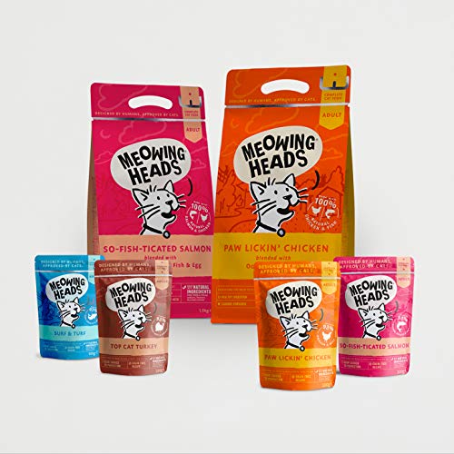 Meowing Heads Comida Seca para Gatos-So-Fish-Ticated Salmon-100% Natural, Salmón Y Pollo Sin Aromas Artificiales, Ayuda A Mejorar La Digestión, 1.5 Kg, 1,5 kg