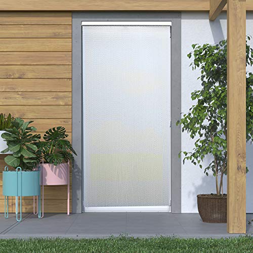 MercuryTextil Cortina para Puerta Tiras PVC 200x90cm，Cortina para Puerta Exterior，10 Color (Beige+Filo Marron)