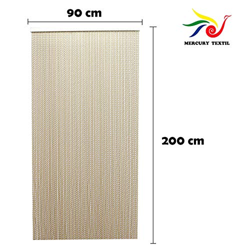 MercuryTextil Cortina para Puerta Tiras PVC 200x90cm，Cortina para Puerta Exterior，10 Color (Beige+Filo Marron)