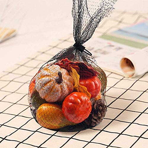 MerryNine 50 calabazas artificiales falsas con hojas de arce realistas, bellota realista con tapa, piñas, adorno para Halloween, Acción de Gracias, otoño cosecha decoración del hogar