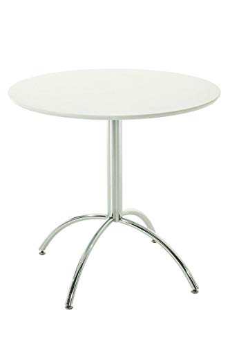 Mesa De Bar Marville con Tablero De Madera I Mesa Auxiliar Ø 80 cm I Mesa con Soporte De Metal I Mesa con Altura De 75 cm I Color:, Color:Blanco