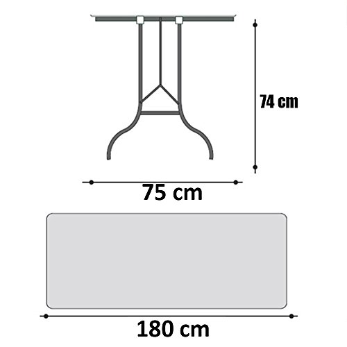 Mesa plegable plegable tipo maleta 180 x 75 cm Hierro y resina Picnic Feria Fiera Camping Casa