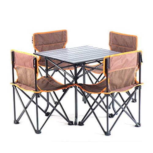 Mesas de Camping Plegables Mesas de Picnic portátiles Escritorio Plegable Juego de Mesa Plegable con 4 sillas para hostelería Camping Caballete Picnic Jardín Patio BBQ Fiesta Pesca Lili (Col