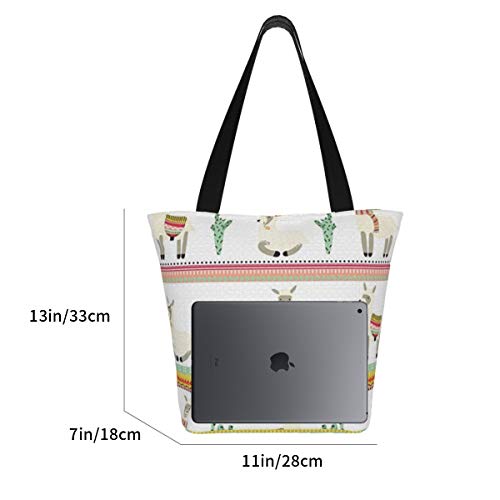 México Lama Cactus Baby Canvas Tote Bag Bolsas de comestibles Bolsa de compras ecológica reutilizable para mujeres