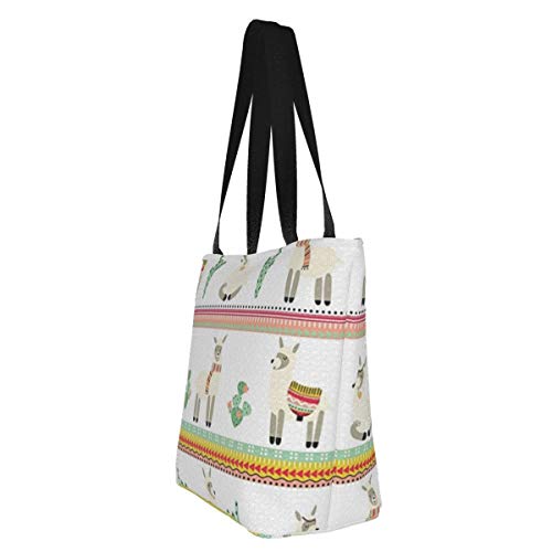 México Lama Cactus Baby Canvas Tote Bag Bolsas de comestibles Bolsa de compras ecológica reutilizable para mujeres