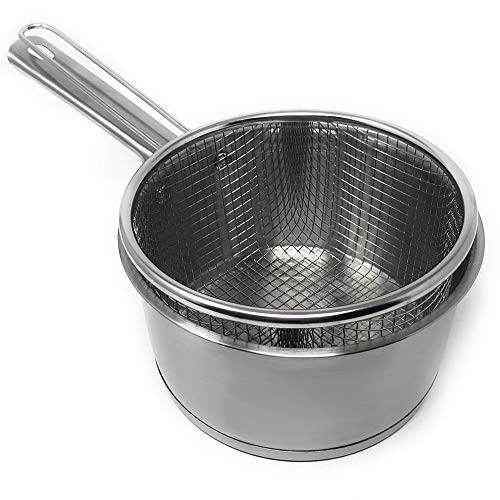 MGE - Cazo de Cocina con Cestilllo Freidor - Acero Inoxidable - Ø 16 cm