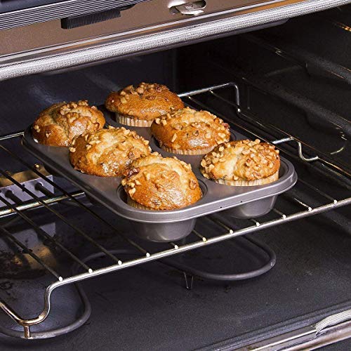 MGE - Molde de Horno para Magdalenas y Muffins - 6 Cavidades - Acero al Carbono con Recubrimiento Antiadherente - Set de 2 (6 Cavidades)