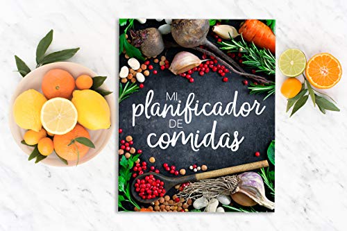 Mi planificador de comidas: Organiza, registra y planifica tus comidas semanales: Un calendario, registro y diario de comidas de 52 semanas que te ... lista de la compra: Portada de verduras 2124