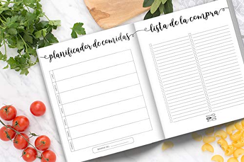 Mi planificador de comidas: Organiza, registra y planifica tus comidas semanales: Un calendario, registro y diario de comidas de 52 semanas que te ... lista de la compra: Portada de verduras 2124