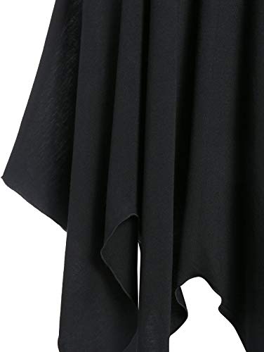 MIALIFEX Gótico Definición Más Tamaño Casual Negro Vestidos Sin Mangas Encaje Frontal Pañuelo Gótico Vestido