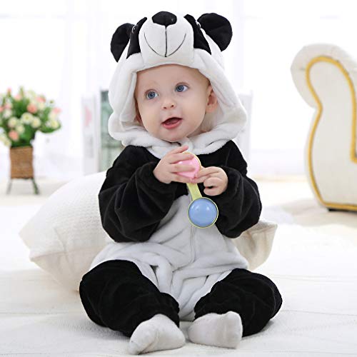 MICHLEY Bebé Ropa Mameluco Niños Niñas Pelele Pijama de Primavera y otoño Franela Traje de Animales Panda-90cm