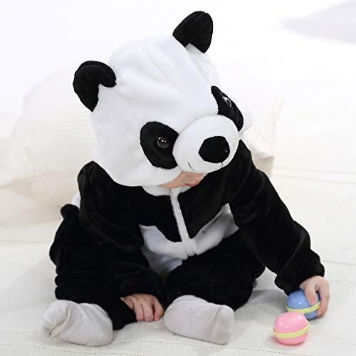 MICHLEY Bebé Ropa Mameluco Niños Niñas Pelele Pijama de Primavera y otoño Franela Traje de Animales Panda-90cm