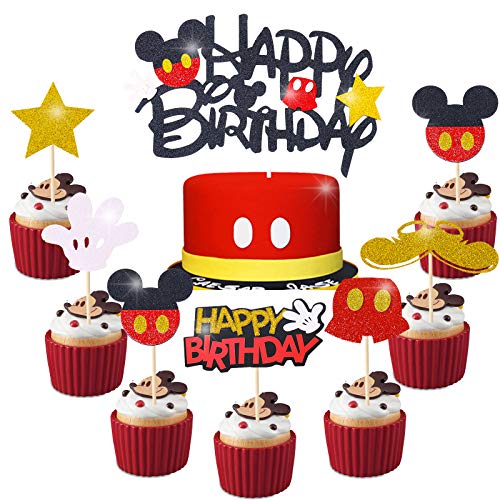 Mickey Mouse Cupcake Cake Toppers Mickey Decoración para Niños Cumpleaños Baby Shower Mickey Clubhouse Suministros Micky Party Supplies 25PCS Topper