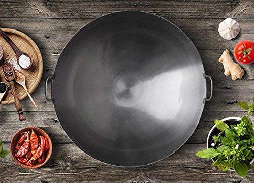 Midyvqd Gran Wok Wok De Hierro Fundido De Gran Capacidad De Cocina Artículos para Cocinar Stir-Fry Pan - Multiusos Acero Inoxidable Cacerola del Saltar, 34-80CM,75cm