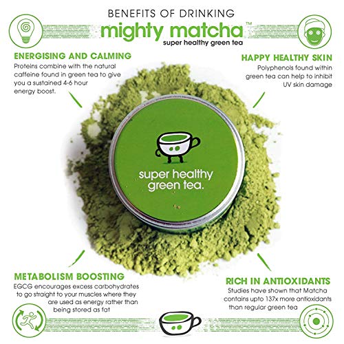 Mighty Matcha Té Verde Matcha Ecológico – Té Matcha Ceremonial 100% Orgánico – Premio de Oro Great Taste – Infusión Natural Quemagrasa - 30g