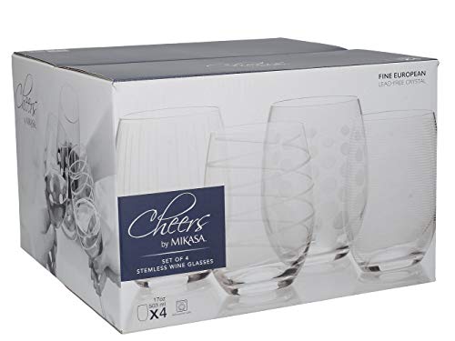 Mikasa - Copas de cóctel para brindis, 290 ml, juego de 4 unidades, Acero inoxidable 18/8, Plateado, 4 unidades