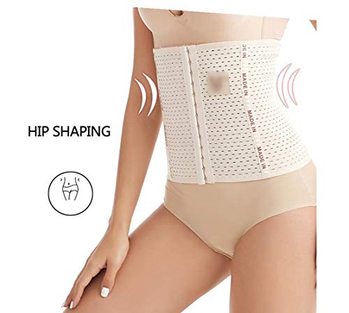 Mikelabo Body Shaper Sexy Mujer Cintura Entrenador sin costuras Shapewear adelgazamiento cinturón gancho y malla ojo agujero de aire Cincher Corsé Pérdida de peso ajustable vientre S-3XL Complexión M