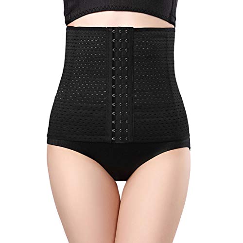 Mikelabo - Cinturón de entrenamiento para mujer, transpirable, corsé de entrenamiento, adelgazamiento y adelgazamiento, cinturón para deporte, gimnasio, entrenamiento, XS-5XL Negro Negro ( L