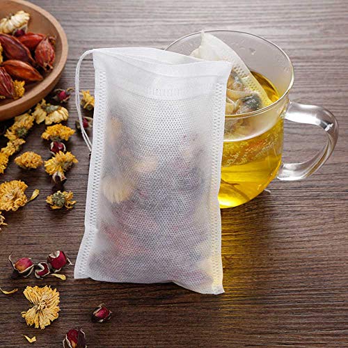 Mila-Amaz 200 Pcs Bolsas de Té Cordón, Desechables Filtro Bolsita de Té Bolsas de Filtro de Papel para Té de Hojas Sueltas