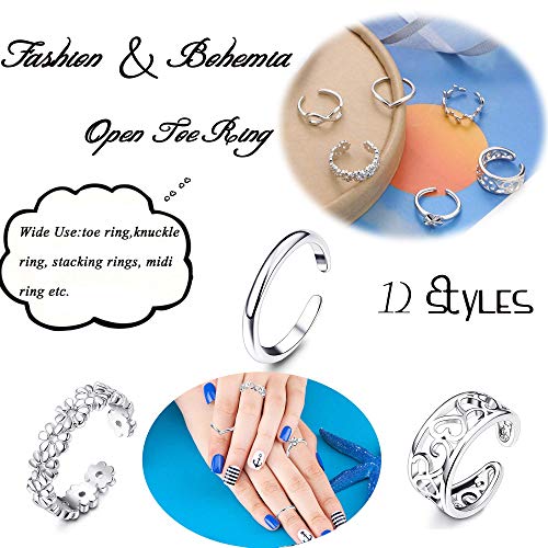 Milacolato 8-12 Unids Anillos de Dedo Ajustable para Mujeres Chicas Varios Tipos de Banda Anillo de Punta Abierta Set Joyería de Regalo de Las Mujeres