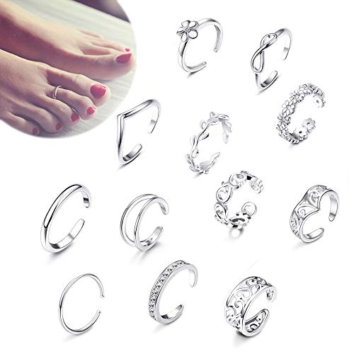 Milacolato 8-12 Unids Anillos de Dedo Ajustable para Mujeres Chicas Varios Tipos de Banda Anillo de Punta Abierta Set Joyería de Regalo de Las Mujeres