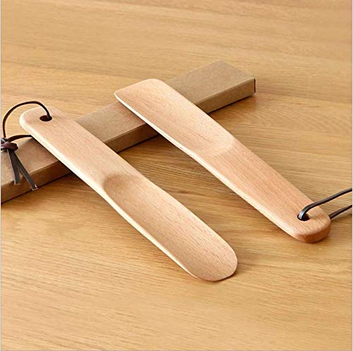 Milai Calzador 2pc 40cm&16cm Calzador con cuerda colgante,Madera Shoe Horn Calzador Wood Shoe Horn mango largo zapato cuerno zapato elevador para Hombres Mujeres Niños(madera fuerte)