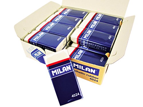 Milan Caja DE 24 Unidades DE Goma DE BORRAR MIGA DE Pan 4024 con Funda DE Carton