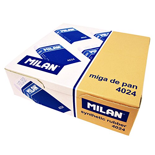 Milan Caja DE 24 Unidades DE Goma DE BORRAR MIGA DE Pan 4024 con Funda DE Carton