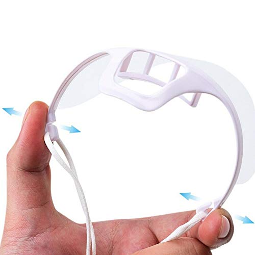 MINASAN Visera Transparentes Reutilizables Lavables Antivaho | Pantalla Protectora de Plástico Catering | Face Shield para Boca y Nariz con Sonrisa Visible, 10 Unidades, Blanco (Blanco, 14 * 10.5CM)