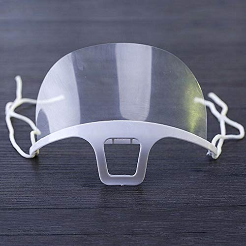 MINASAN Visera Transparentes Reutilizables Lavables Antivaho | Pantalla Protectora de Plástico Catering | Face Shield para Boca y Nariz con Sonrisa Visible, 10 Unidades, Blanco (Blanco, 14 * 10.5CM)