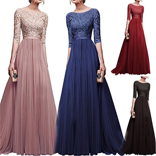 Minetom Mujer Vestidos De Noche Fiesta Elegante Largos Fiesta Para Bodas Vestido De Gasa Gris ES 38