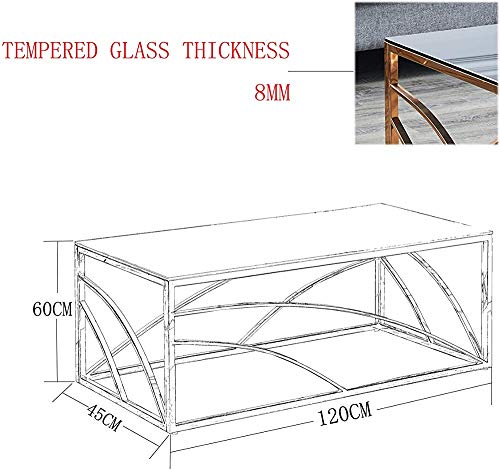 MINGOR Acero Circular salón de Cristal Mesa de Centro Mesa de Centro de Acero, Redondo de 50 cm,Gold-Console Table B