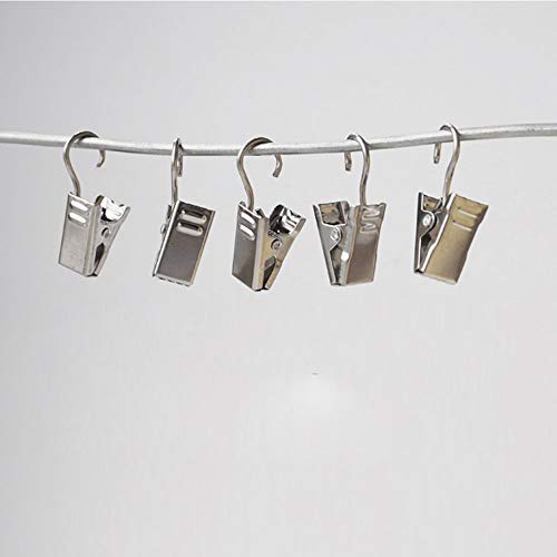 MINGZE 50 Pcs Clips de Acero Inoxidable Ganchos Cortina Clips con Ganchos Clips para Colgar Clips Drapery Pinza Multiusos para decoración del hogar para Cortina, Fotos, Dormitorio