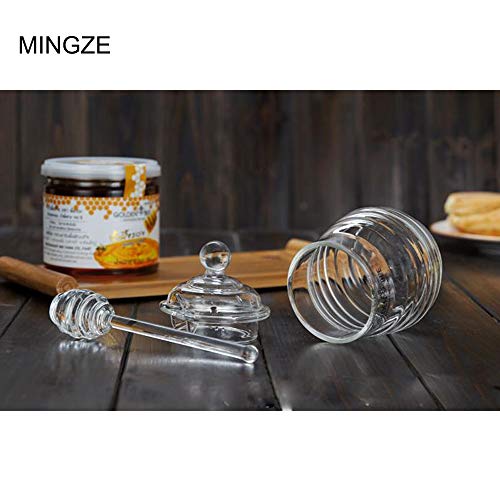 MINGZE Honey Jar Pot, con Tapa y Tapa, Transparente, de High Borosilicate Glass para Home Kitchen, 250 ml