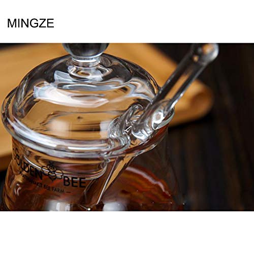 MINGZE Honey Jar Pot, con Tapa y Tapa, Transparente, de High Borosilicate Glass para Home Kitchen, 250 ml