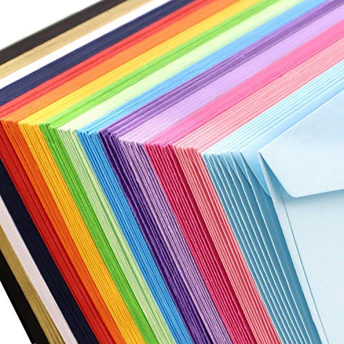 MINGZE Mini sobres de 50 piezas, sobres de 17 * 12.5 cm, sobres pequeños de color para bodas de tarjetas de regalo, artículos de fiesta de cumpleaños.