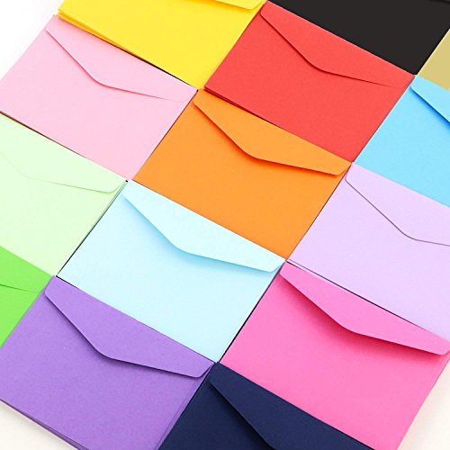 MINGZE Mini sobres de 50 piezas, sobres de 17 * 12.5 cm, sobres pequeños de color para bodas de tarjetas de regalo, artículos de fiesta de cumpleaños.