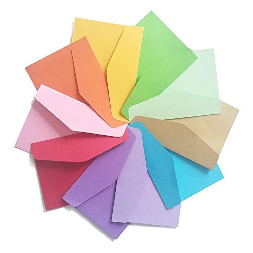 MINGZE Mini sobres de 50 piezas, sobres de 17 * 12.5 cm, sobres pequeños de color para bodas de tarjetas de regalo, artículos de fiesta de cumpleaños.