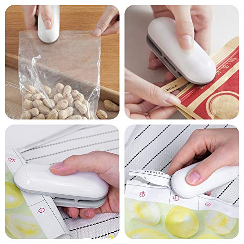 Mini Bag Sealer, Máquina Portátil de Sellado, Mini Sellador de Calor con Función Del Corte, 2 en 1 Selladora de Bolsas Portátil, Heat Sealer Machine para Comida y Merienda Bolsa de Almacenamiento