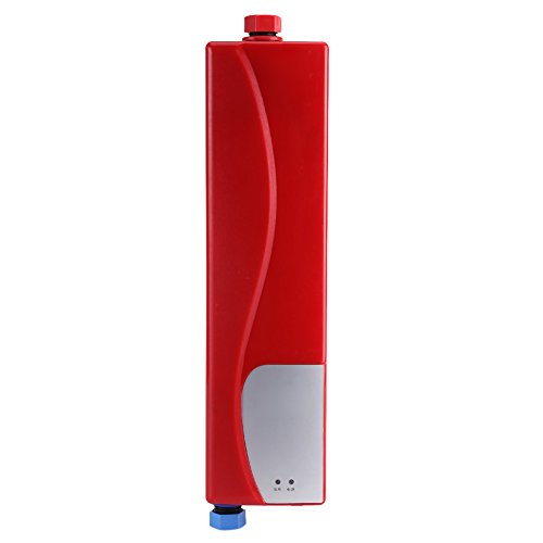 Mini calentador eléctrico instantáneo, 3000 W, calentador de agua eléctrico, portátil, cálido, instantáneo, para cocina, baño, 220 V, mini calentador automático (rojo)