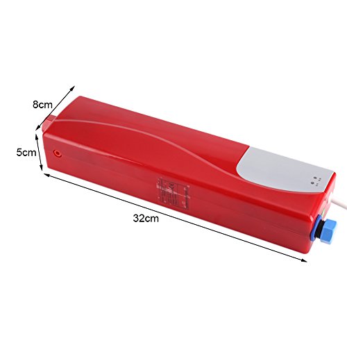 Mini calentador eléctrico instantáneo, 3000 W, calentador de agua eléctrico, portátil, cálido, instantáneo, para cocina, baño, 220 V, mini calentador automático (rojo)