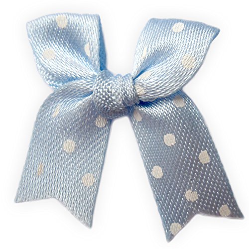 Mini lazo de satén con lunares para manualidades, decoración de bodas, álbumes de recortes, tarjetas, 50 unidades Light blue - White