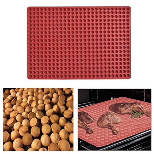 Mini Molde de Silicona para Galletas, Silicona Antiadherente de Grasa, Alfombrillas Estera para Hornear, para Almohadilla de Barbacoa, Asado, Pan y Carne para Reducir Calorías (Rojo)