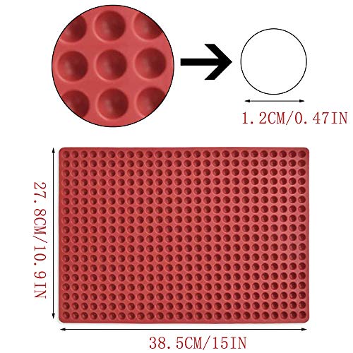 Mini Molde de Silicona para Galletas, Silicona Antiadherente de Grasa, Alfombrillas Estera para Hornear, para Almohadilla de Barbacoa, Asado, Pan y Carne para Reducir Calorías (Rojo)