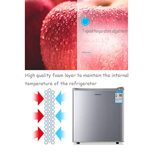 Mini-nevera Lxn Refrigerador Compacto de Plata de una Sola Puerta, refrigerador bajo mostrador con Compartimiento para Enfriador Cubierto - con estantes extraíbles Ajustables - Capacidad de 50 litros