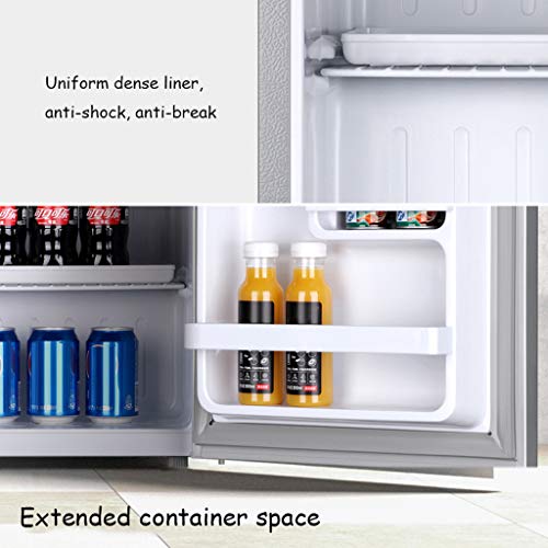 Mini-nevera Lxn Refrigerador Compacto de Plata de una Sola Puerta, refrigerador bajo mostrador con Compartimiento para Enfriador Cubierto - con estantes extraíbles Ajustables - Capacidad de 50 litros