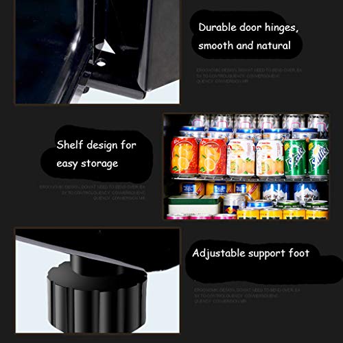 Mini-nevera Lxn Refrigerador Negro para Bebidas, 50 l, refrigerador bajo mostrador con Compartimiento para Enfriador Cubierto, Puerta de Vidrio, con estantes extraíbles Ajustables