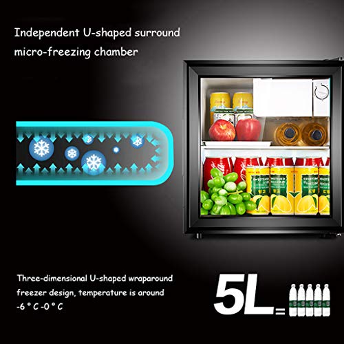 Mini-nevera Lxn Refrigerador Negro para Bebidas, 50 l, refrigerador bajo mostrador con Compartimiento para Enfriador Cubierto, Puerta de Vidrio, con estantes extraíbles Ajustables