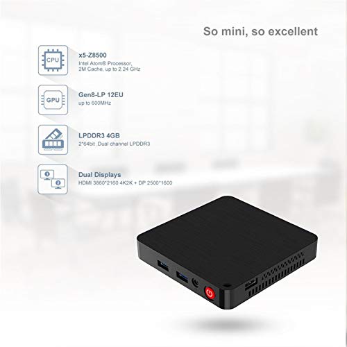 Mini PC Intel Atom Z8500-X5 Windows 10 Nueva PC de 4 GB + 64 GB 2.4 / Pantalla 5.8G WiFi BT4.0 HDMI + DP Dual (Plugs Type : UK)