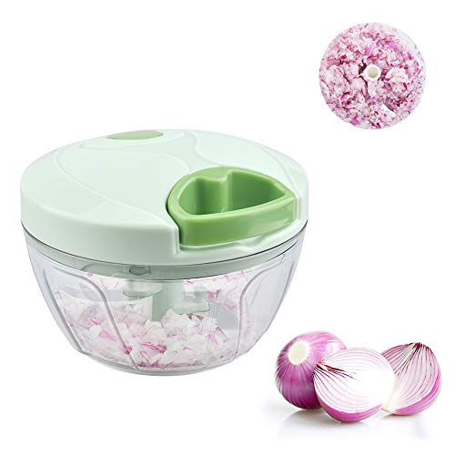 Mini Picador de Verduras,Picadora Manual de Alimentos con Cuerda,Picadora de Carne Manual,Comida Cortador Mano Cebolla Ajos Zanahoria,Pequeña Multiusos Cocina,Food Chopper Onion,Garlic Cutter 400ML